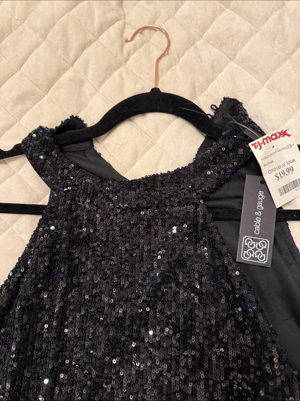 Cable & Gauge Black Sequin Halter Tank Top - Picture 2 of 7